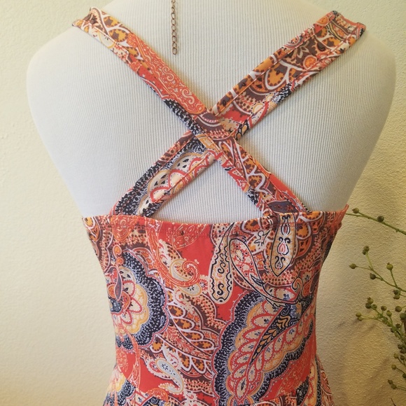 🛍Grayson Paisley Criss Cross Back Flare Dress Sm - Picture 5 of 6